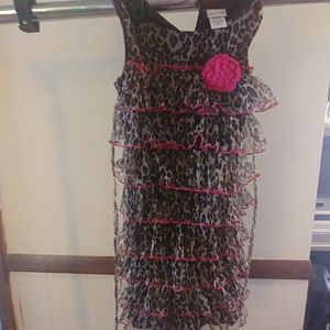 Brown, black, and pink ruffle dress 6x